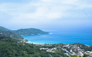 Sea Mountain Landscape Horizon Background View Ocean Island Building Rock Tree Forest Blue Sky Coast Thailand Shore Sand Beach Water Summer Tropical Nature Travel Vacation Tourism Seascape 1