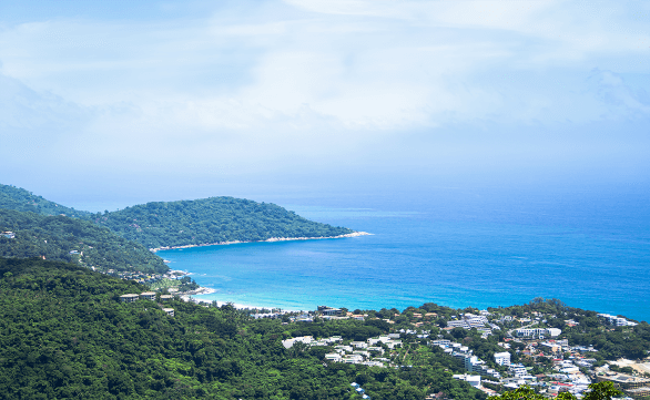 Sea Mountain Landscape Horizon Background View Ocean Island Building Rock Tree Forest Blue Sky Coast Thailand Shore Sand Beach Water Summer Tropical Nature Travel Vacation Tourism Seascape 1