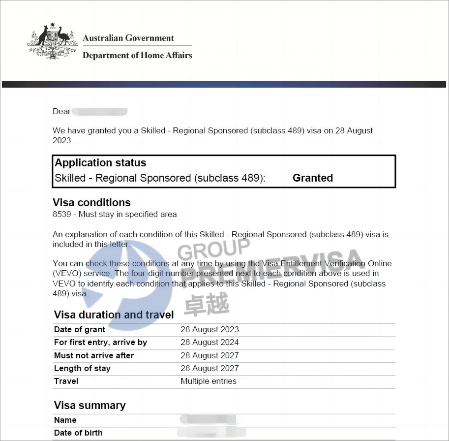 Offshore Nsw489签证顺利下签
